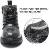 imageDADAWEN Boys Girls Glitter Ankle Boots Lace Up Waterproof Combat Shoes With Side Zipper for ToddlerLittle KidBig Kid01 BlackGlitter