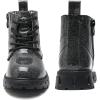 imageDADAWEN Boys Girls Glitter Ankle Boots Lace Up Waterproof Combat Shoes With Side Zipper for ToddlerLittle KidBig Kid01 BlackGlitter