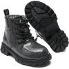 imageDADAWEN Boys Girls Glitter Ankle Boots Lace Up Waterproof Combat Shoes With Side Zipper for ToddlerLittle KidBig Kid01 BlackGlitter