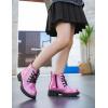imageDADAWEN Boys Girls Glitter Ankle Boots Lace Up Waterproof Combat Shoes With Side Zipper for ToddlerLittle KidBig Kid01 Hot PinkGlitter