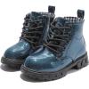 imageDADAWEN Boys Girls Glitter Ankle Boots Lace Up Waterproof Combat Shoes With Side Zipper for ToddlerLittle KidBig Kid01 NavyGlitter