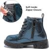 imageDADAWEN Boys Girls Glitter Ankle Boots Lace Up Waterproof Combat Shoes With Side Zipper for ToddlerLittle KidBig Kid01 NavyGlitter