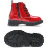 imageDADAWEN Boys Girls Glitter Ankle Boots Lace Up Waterproof Combat Shoes With Side Zipper for ToddlerLittle KidBig Kid01 Red