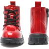 imageDADAWEN Boys Girls Glitter Ankle Boots Lace Up Waterproof Combat Shoes With Side Zipper for ToddlerLittle KidBig Kid01 Red