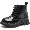 imageDADAWEN Boys Girls Glitter Ankle Boots Lace Up Waterproof Combat Shoes With Side Zipper for ToddlerLittle KidBig Kid01 Black
