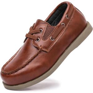 imageDADAWEN Boys Girls Dress Shoes Casual School Shoes Slip on Loafers Kids Boat Shoe ToddlerLittle KidBig KidBrown