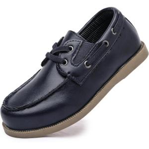 imageDADAWEN Boys Girls Dress Shoes Casual School Shoes Slip on Loafers Kids Boat Shoe ToddlerLittle KidBig KidDark Blue