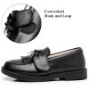 imageDADAWEN Girls Loafers Slip On Tassel Oxford Shoes Flats Round Toe School Uniform Dress Shoes ToddlerLittle KidBig KidBlack Leather