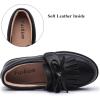 imageDADAWEN Girls Loafers Slip On Tassel Oxford Shoes Flats Round Toe School Uniform Dress Shoes ToddlerLittle KidBig KidBlack Leather