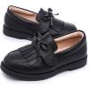imageDADAWEN Girls Loafers Slip On Tassel Oxford Shoes Flats Round Toe School Uniform Dress Shoes ToddlerLittle KidBig KidBlack Leather