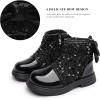 imageDADAWEN Girls Toddler Bow Ankle Boots Glitter Sequin Side Zipper Low Chunky Heel Fall Winter Dress Booties ShoesBlack