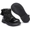 imageDADAWEN Girls Toddler Bow Ankle Boots Glitter Sequin Side Zipper Low Chunky Heel Fall Winter Dress Booties ShoesBlack