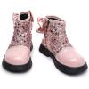 imageDADAWEN Girls Toddler Bow Ankle Boots Glitter Sequin Side Zipper Low Chunky Heel Fall Winter Dress Booties ShoesPink