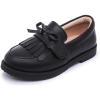 imageDADAWEN Girls Loafers Slip On Tassel Oxford Shoes Flats Round Toe School Uniform Dress Shoes ToddlerLittle KidBig KidBlack Leather