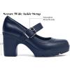 imageDADAWEN Womens Chunky Low Block Heels Mary Jane Closed Round Toe Pumps Comfortable Work Wedding Dress ShoesDark Blue