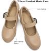imageDADAWEN Womens Chunky Low Block Heels Mary Jane Closed Round Toe Pumps Comfortable Work Wedding Dress ShoesNude
