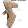 imageDADAWEN Womens Chunky Low Block Heels Mary Jane Closed Round Toe Pumps Comfortable Work Wedding Dress ShoesNude