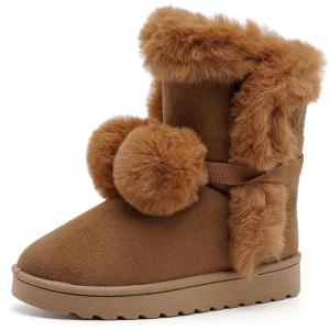 imageDADAWEN Womens Midcalf Winter Snow Boots Lightweight Warm Faux Fur Lining Pull on Comfortable Outdoor Booties Shoes for WomenBrown