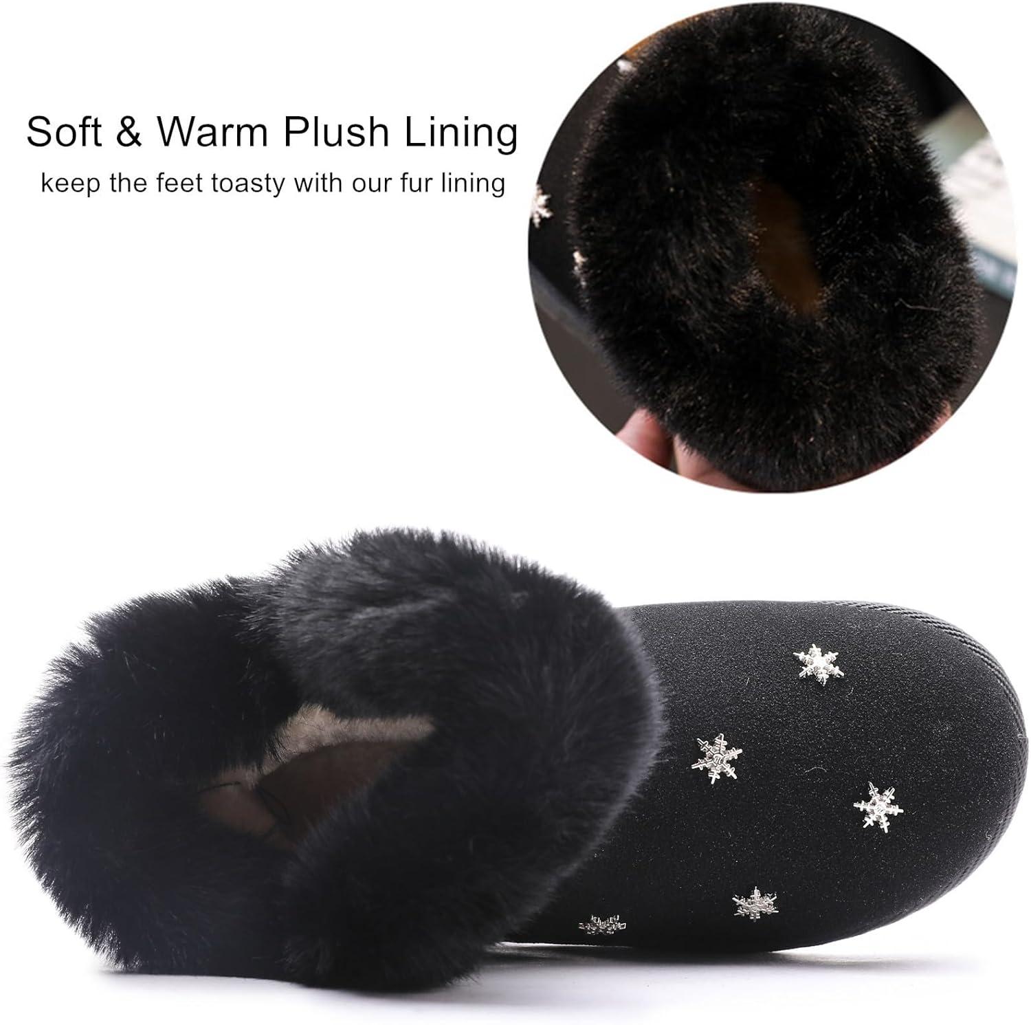 imageDADAWEN Kids Boys Girls Snow Boots Suede Warm Fur Lined Slip On Outdoor Winter Boots ToddlerLittle KidBlack