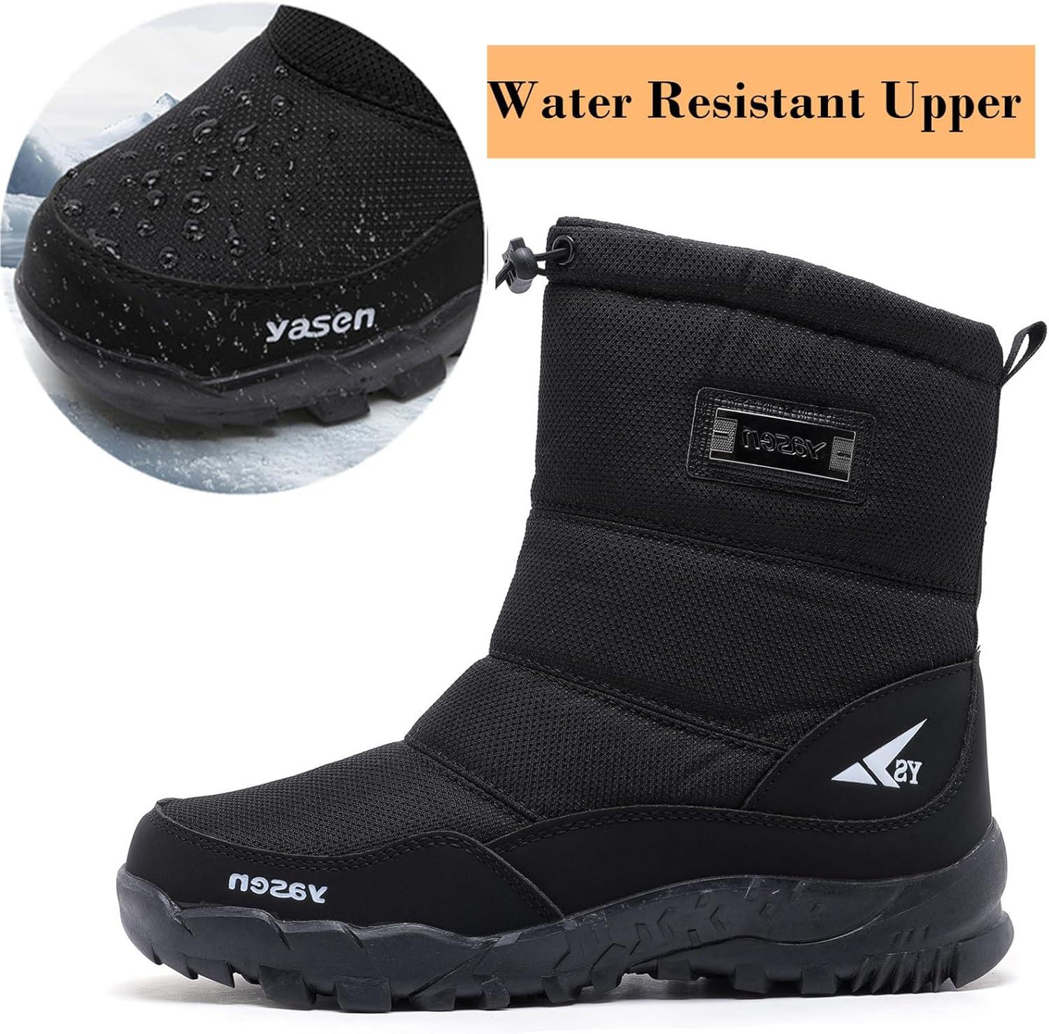 imageDADAWEN Mens Waterproof Winter Snow Boots NonSlip Outdoor Hiking Athletic Warm Fur Lined ColdWeather BootsBlack