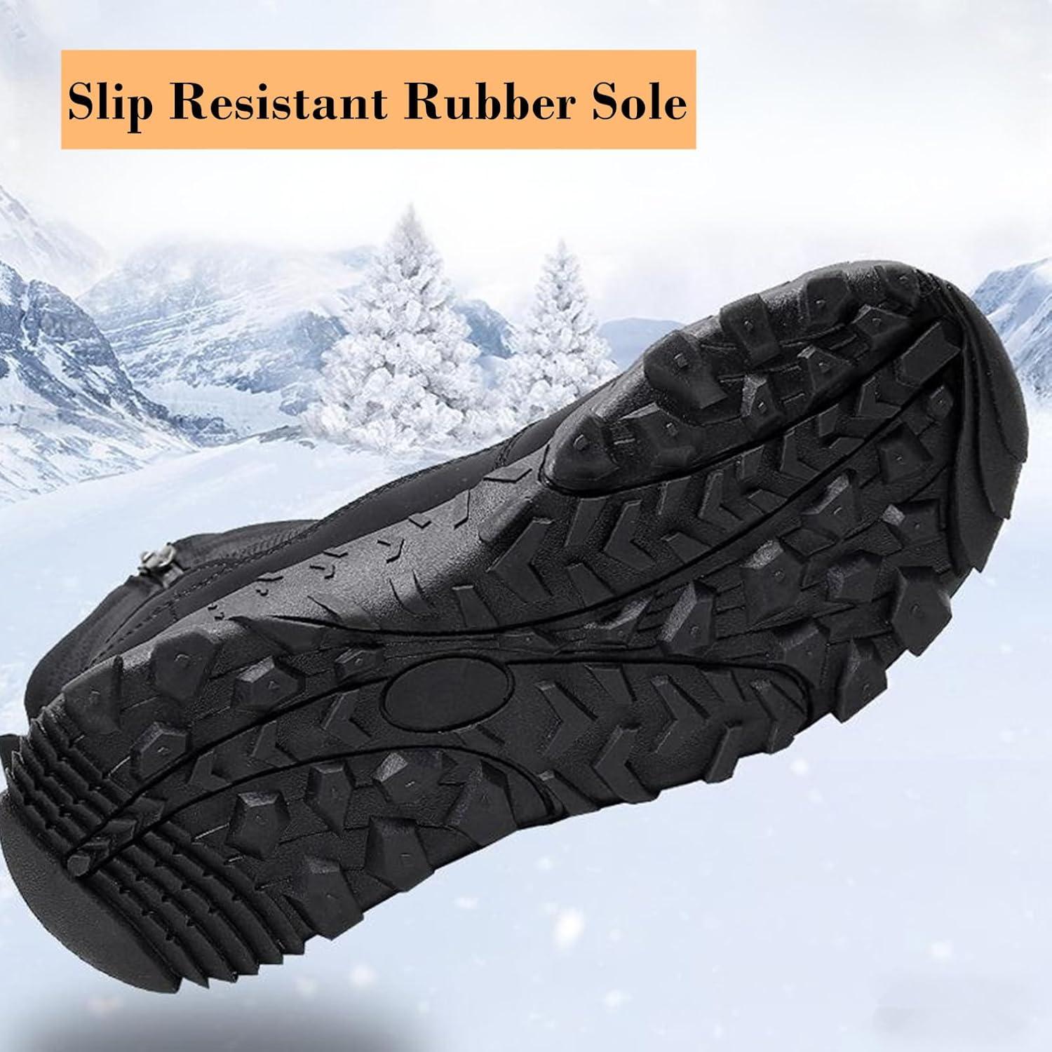 imageDADAWEN Mens Waterproof Winter Snow Boots NonSlip Outdoor Hiking Athletic Warm Fur Lined ColdWeather BootsBlack