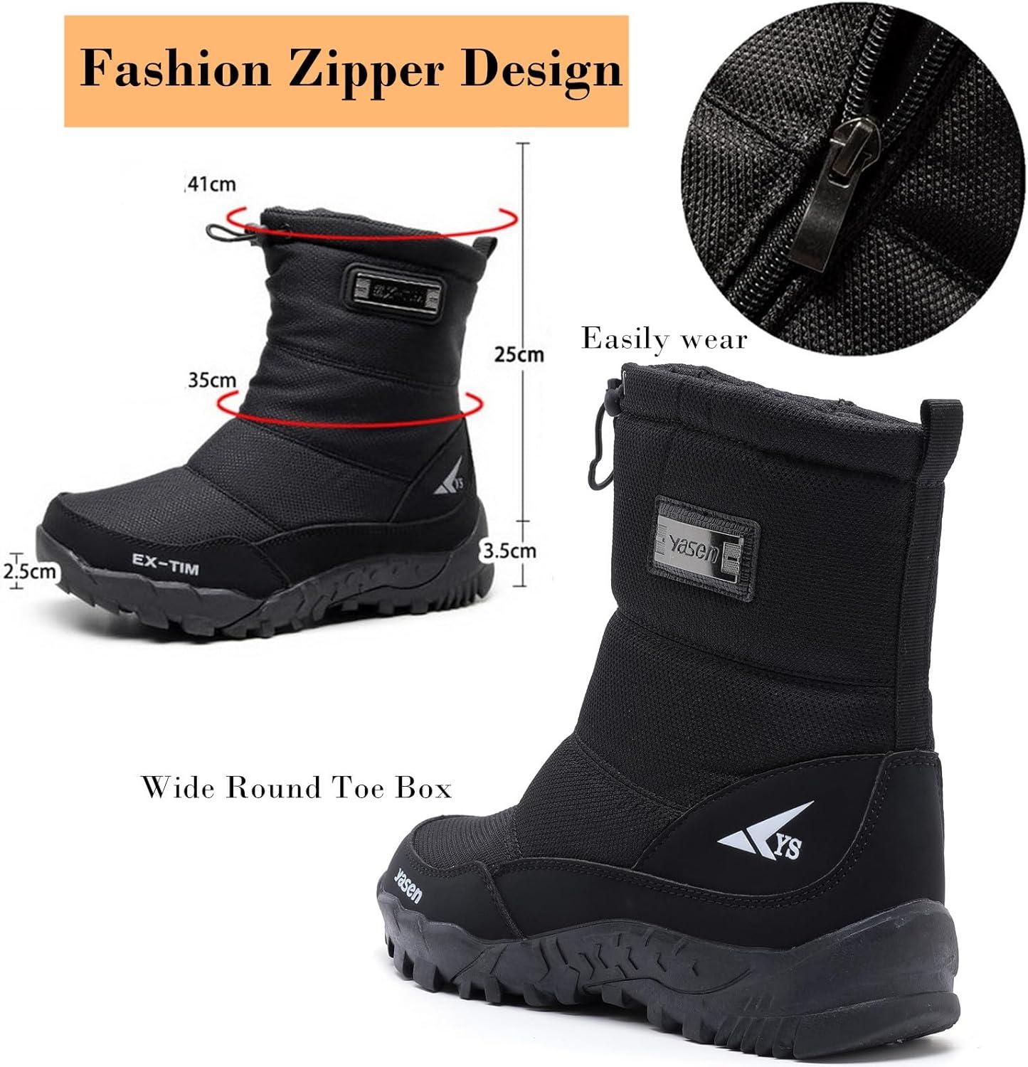 imageDADAWEN Mens Waterproof Winter Snow Boots NonSlip Outdoor Hiking Athletic Warm Fur Lined ColdWeather BootsBlack