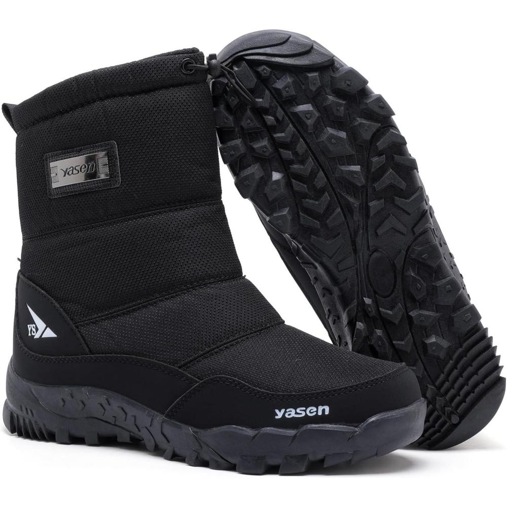 imageDADAWEN Mens Waterproof Winter Snow Boots NonSlip Outdoor Hiking Athletic Warm Fur Lined ColdWeather BootsBlack