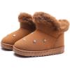 imageDADAWEN Kids Boys Girls Snow Boots Suede Warm Fur Lined Slip On Outdoor Winter Boots ToddlerLittle KidBrown