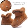 imageDADAWEN Kids Boys Girls Snow Boots Suede Warm Fur Lined Slip On Outdoor Winter Boots ToddlerLittle KidBrown