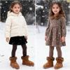 imageDADAWEN Kids Boys Girls Snow Boots Suede Warm Fur Lined Slip On Outdoor Winter Boots ToddlerLittle KidBrown