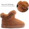 imageDADAWEN Kids Boys Girls Snow Boots Suede Warm Fur Lined Slip On Outdoor Winter Boots ToddlerLittle KidBrown