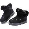 imageDADAWEN Kids Boys Girls Snow Boots Suede Warm Fur Lined Slip On Outdoor Winter Boots ToddlerLittle KidBlack
