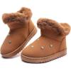 imageDADAWEN Kids Boys Girls Snow Boots Suede Warm Fur Lined Slip On Outdoor Winter Boots ToddlerLittle KidBrown