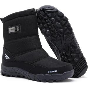 imageDADAWEN Mens Waterproof Winter Snow Boots NonSlip Outdoor Hiking Athletic Warm Fur Lined ColdWeather BootsBlack