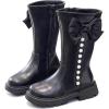 imageDADAWEN Girls Faux Fur Lined Knee High Boots Fashion Bow Pearl Side Zipper Winter Tall Riding Boots for ToddlerLittle KidBig KidBlack