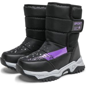 imageDADAWEN Boys Girls Snow Boots Cold Weather Waterproof Non Slip Outdoor Warm Winter Shoes ToddlerLittle KidBig KidBlack