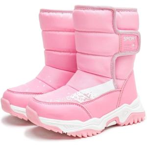 imageDADAWEN Boys Girls Snow Boots Cold Weather Waterproof Non Slip Outdoor Warm Winter Shoes ToddlerLittle KidBig KidPink