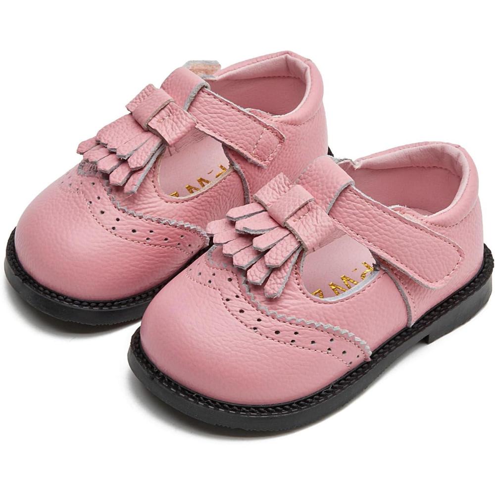 imageDADAWEN Toddler Girls Mary Jane Flats Dress Shoes Comfort Oxfords Wedding Church Party Dress Shoe School Uniform Shoes Loafer FlatsPink