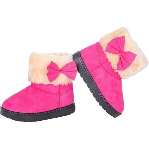 imageDADAWEN Babys Girls Toddler Fashion Cute Bowknot Fur Lining Princess Warm Snow BootsRose Redb