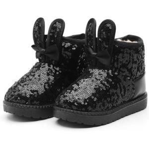 imageDADAWEN Boys Girls Warm Winter Sequin Waterpoof Outdoor Snow BootsBlackrabbit