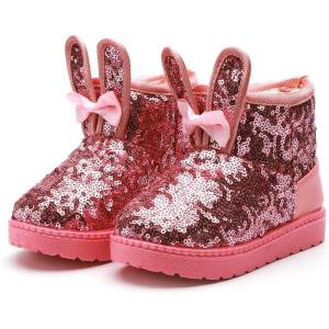 imageDADAWEN Boys Girls Warm Winter Sequin Waterpoof Outdoor Snow BootsPinkrabbit