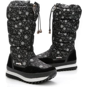 imageDADAWEN Womens Winter Waterproof Fur Lined Frosty Snow BootsBlack