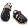 image:imageDADAWEN Boys Girls Leather ClosedToe Athletic Sandals Baby Toddler Summer Breathable Lightweight Soft Sole Outdoor Sandals Walking ShoesBlack
