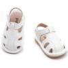image:imageDADAWEN Boys Girls Leather ClosedToe Athletic Sandals Baby Toddler Summer Breathable Lightweight Soft Sole Outdoor Sandals Walking ShoesWhite