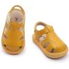 image:imageDADAWEN Boys Girls Leather ClosedToe Athletic Sandals Baby Toddler Summer Breathable Lightweight Soft Sole Outdoor Sandals Walking ShoesYellow