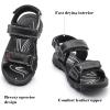image:imageDADAWEN Boys Girls Leather Sandals Summer Athletic Hiking Beach Outdoor Open toe Adjustable Straps Sports Sandals for Kids ToddlerLittle KidBig KidBlack