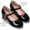 image:imageDADAWEN Girls Dress Shoes Mary Jane Flower Girls Shoes Cute Princess Shoes Low Heels for School Wedding Party ToddlerLittle KidsBig KidsBlack