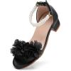 image:imageDADAWEN Girls Dress Shoes Sandals Open Toe Chunky Low Heels Pearls Ankle Strap Flower Girl Wedding Party Shoes for Toddler Little Big KidBlack