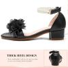 image:imageDADAWEN Girls Dress Shoes Sandals Open Toe Chunky Low Heels Pearls Ankle Strap Flower Girl Wedding Party Shoes for Toddler Little Big KidBlack