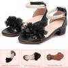image:imageDADAWEN Girls Dress Shoes Sandals Open Toe Chunky Low Heels Pearls Ankle Strap Flower Girl Wedding Party Shoes for Toddler Little Big KidBlack
